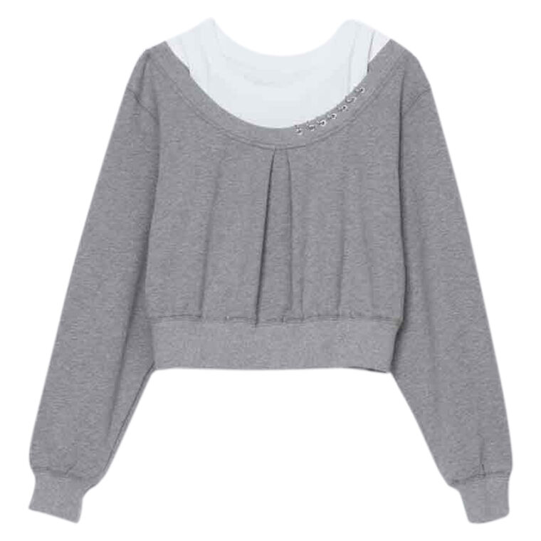 Long Sleeve Embellished Double Layer Top image number null