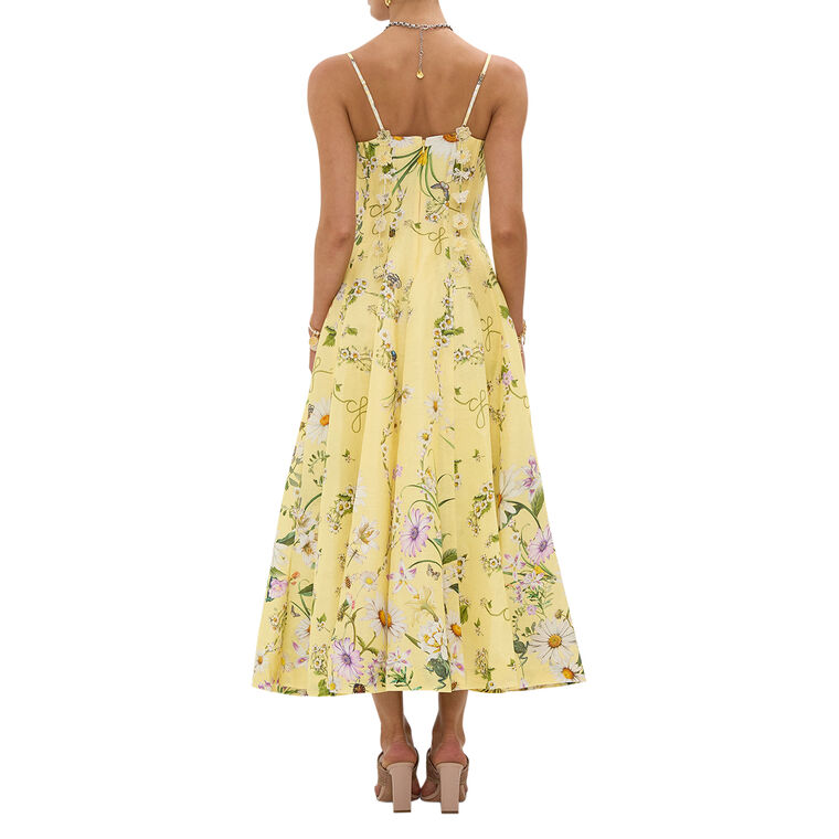 Sleeveless Corset Dress With Long Flared Skirt image number null