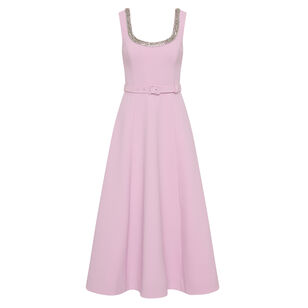 Yolanda Sleeveless Embellished Belted Midi Dress