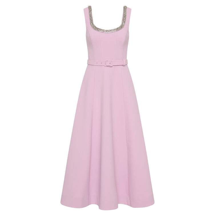 Yolanda Sleeveless Embellished Belted Midi Dress image number null