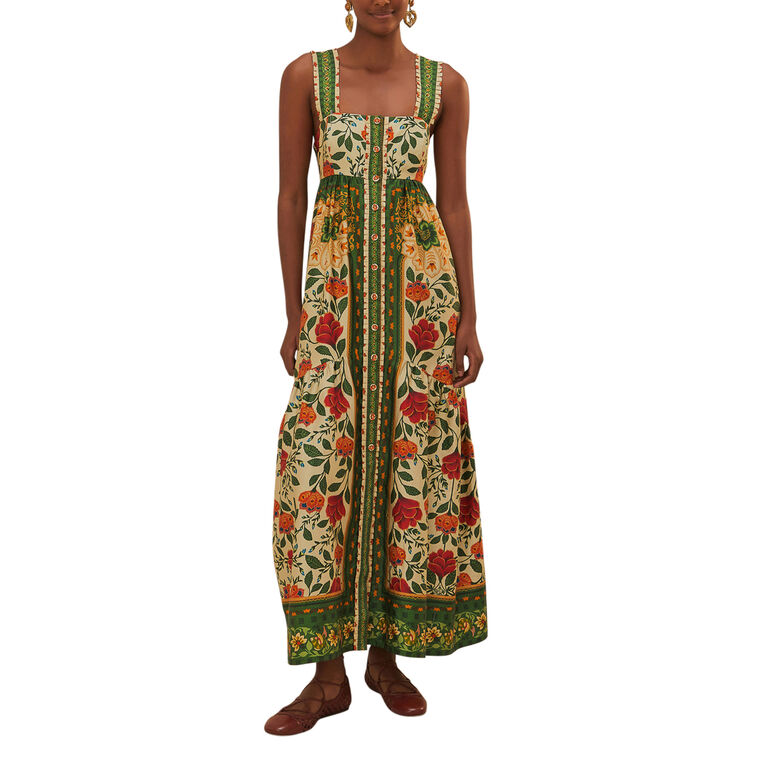Garden Tapestry Back Bow Maxi Dress image number null