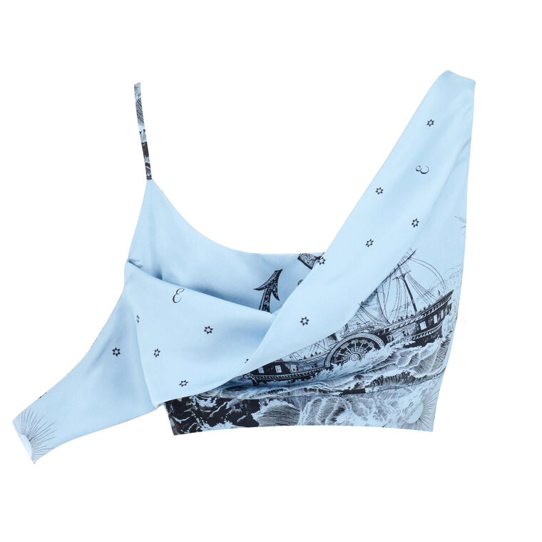 Sleeveless Printed Silk Scarf Top image number null
