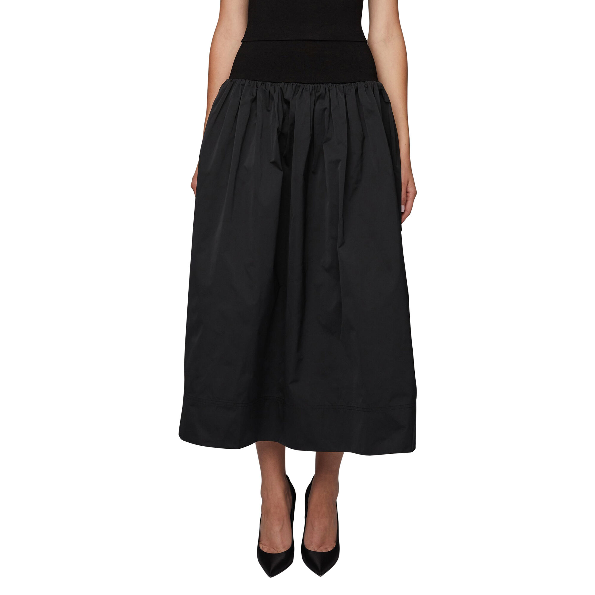 Jackie Elasticized-Waist Midi-Skirt