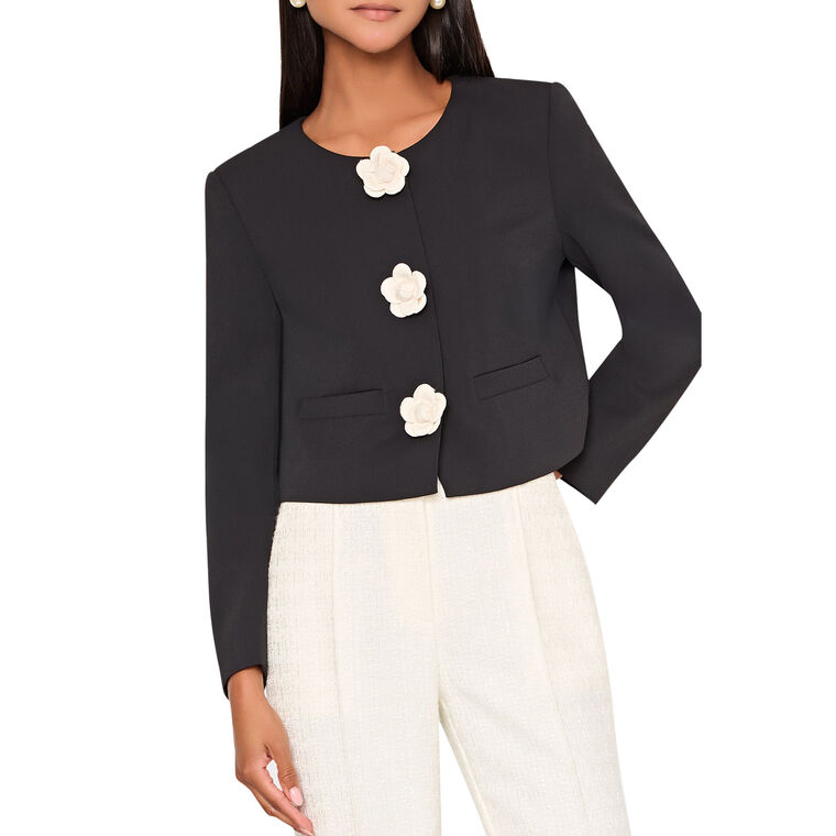 Selena Floral Applique Cropped Jacket image number null