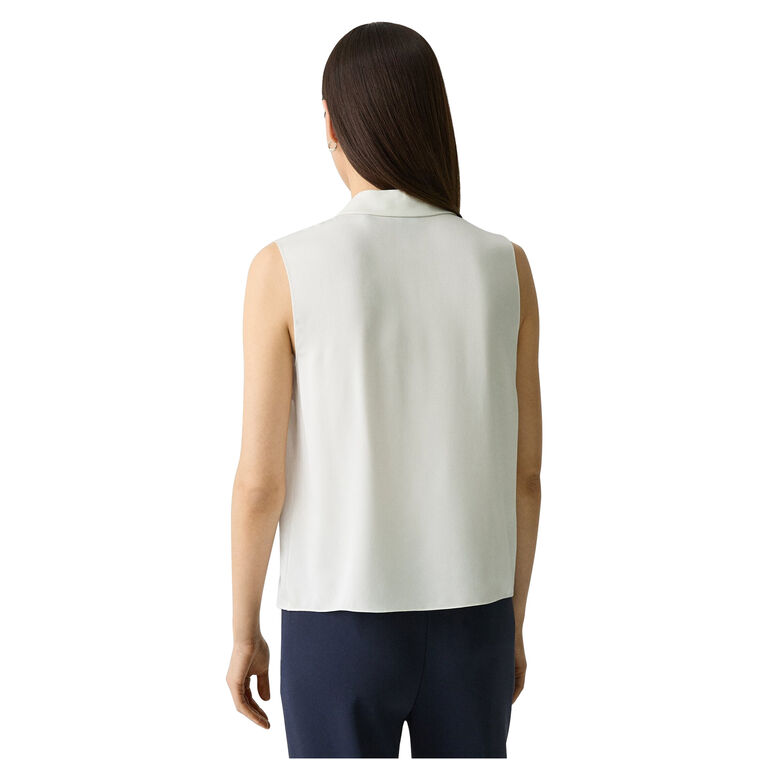 Camp Collar Sleeveless Blouse In Silk Georgette image number null