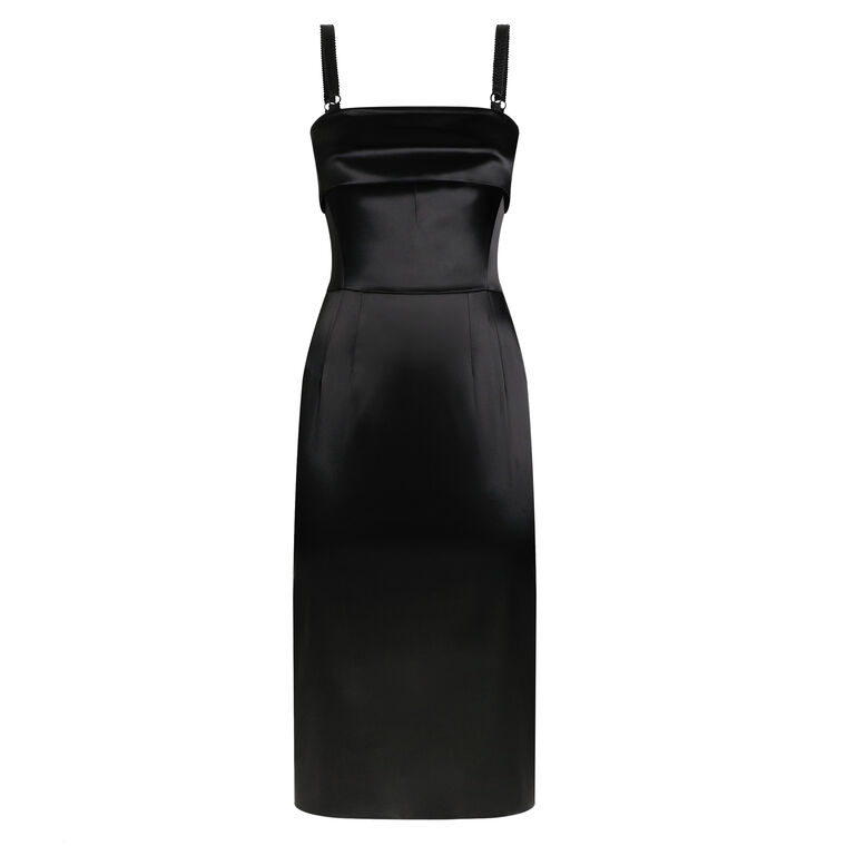 Spaghetti Strap Satin Midi Dress image number null