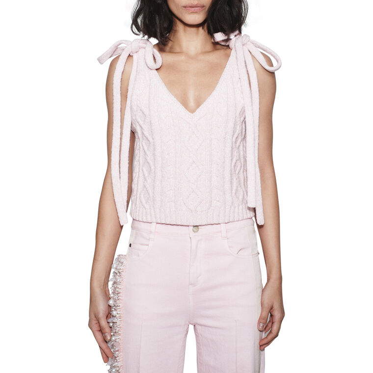 Kenai Cable Knit Shoulder Tie Tank Top image number null