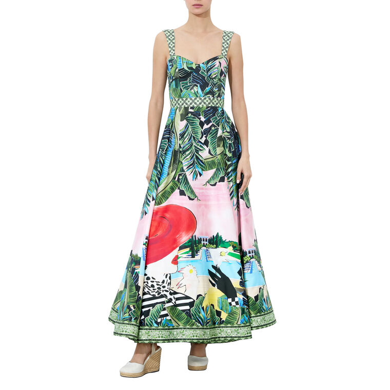 Fia Structured Bustier Fit And Flare Maxi Dress image number null