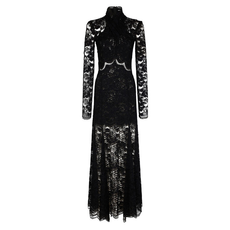 Long Sleeve Lace Turtleneck Dress image number null