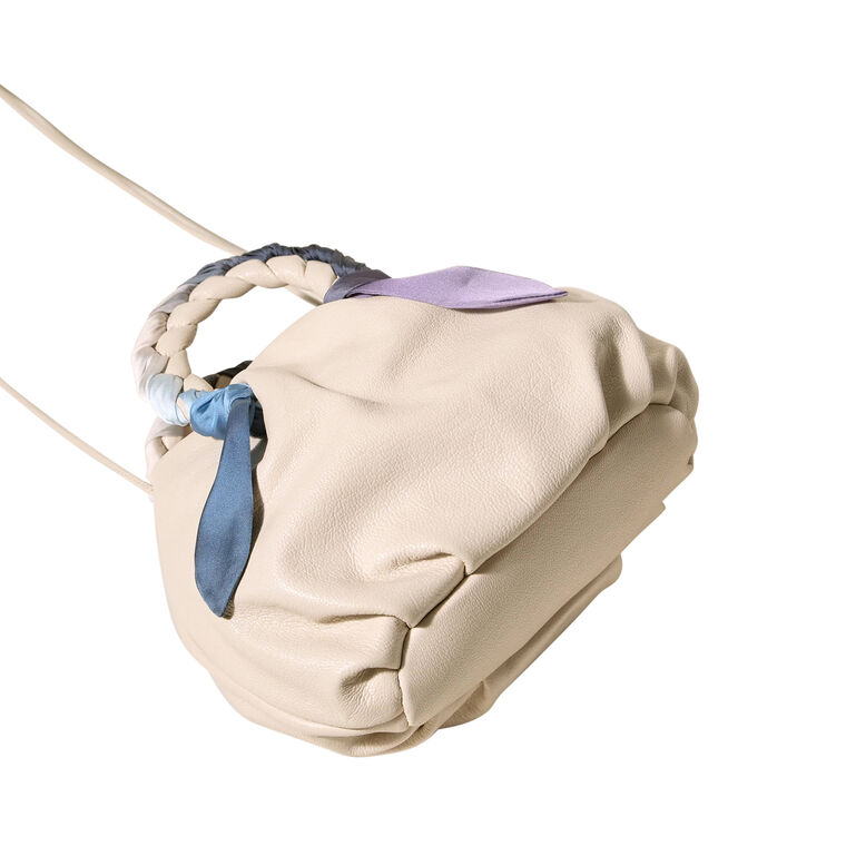 Bombon Foulard Plaited-Handle Leather Handbag image number null