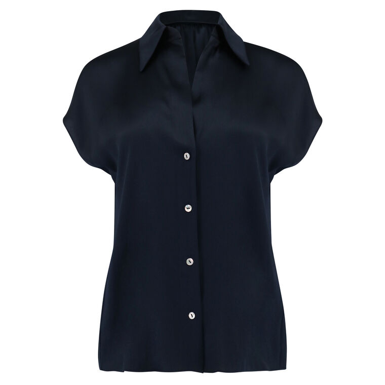 Cap-Sleeve Ruched-Back Blouse image number null