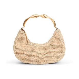 Nixi Twist Handle Raffia Mini Hobo Bag