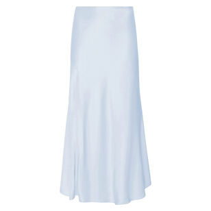 Satin Bias Slit Midi Skirt