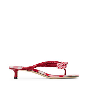 Liss 35mm Mixed Gingham Cotton Mule Sandals With Bow