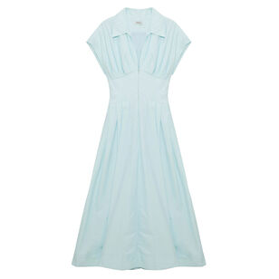 Farlow Short Sleeve Cotton Faille Midi Dress