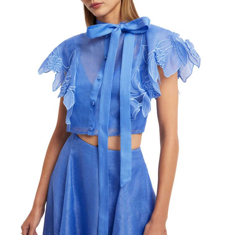 Jasmine Applique Flutter Sleeve Top image number null