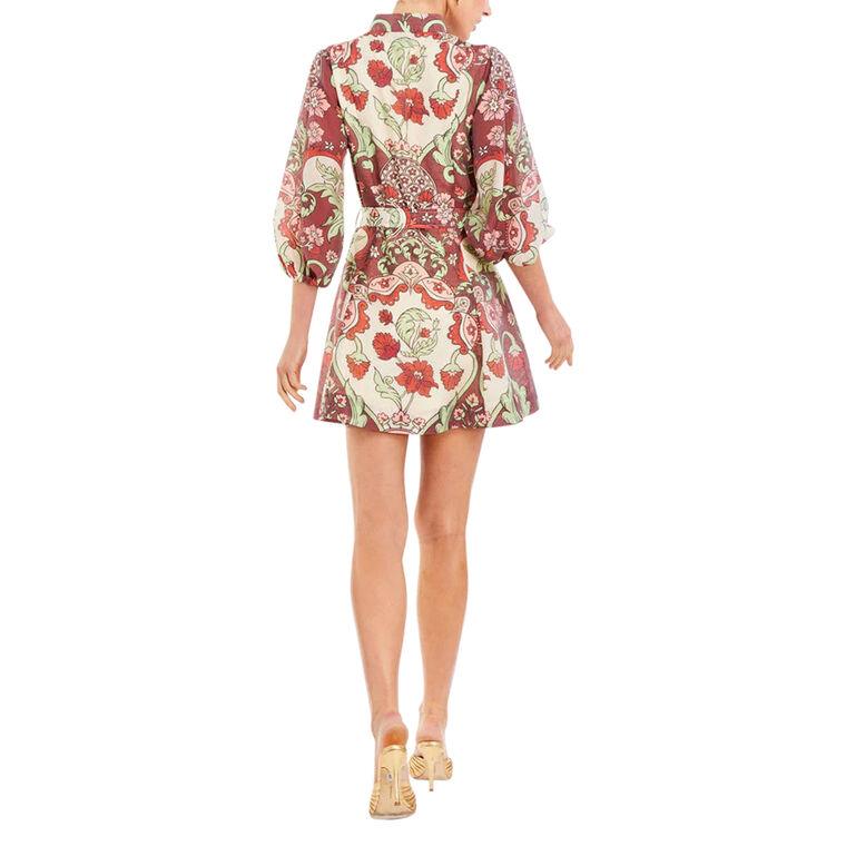 Valencia Balloon Sleeve Belted Mini Dress image number null