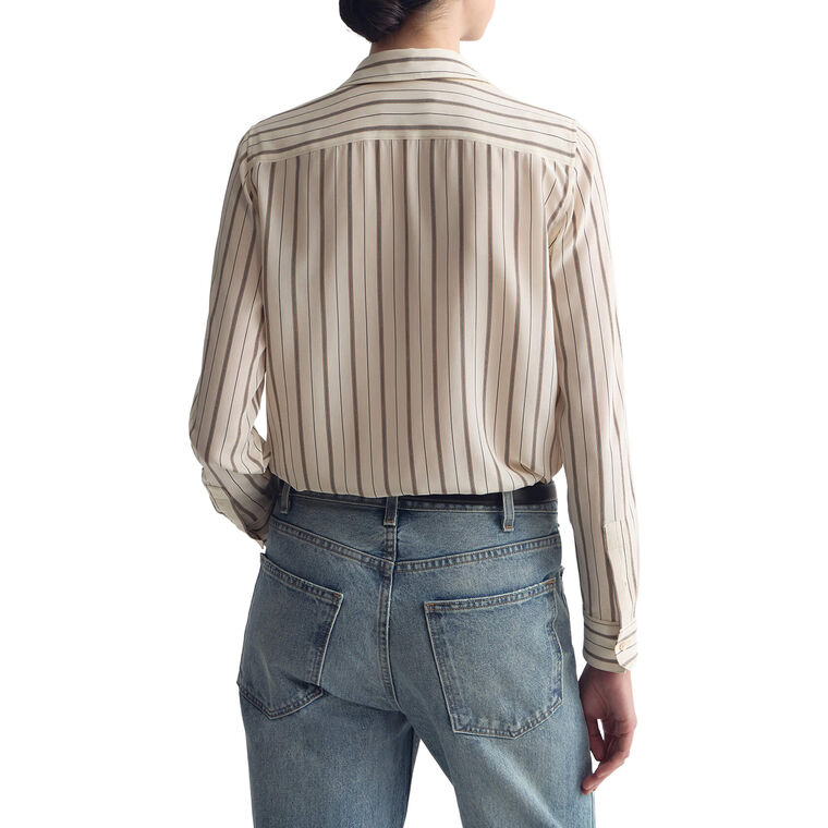 Gaia Long Sleeve Slim Button-Up Silk Shirt image number null