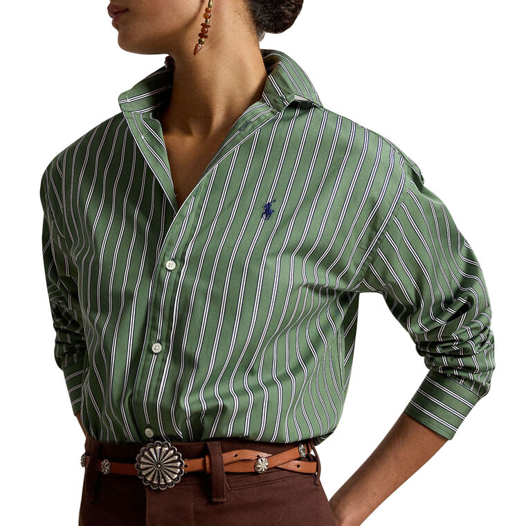 Long Sleeve Relaxed Fit Striped Cotton Shirt image number null