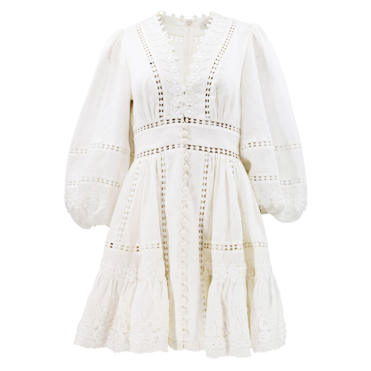 Zimmermann Pop Lace Trimmed Puff-Sleeve Mini Dress | Tootsies