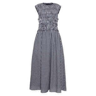Louise Sleeveless Smocked Gingham Midi Dress