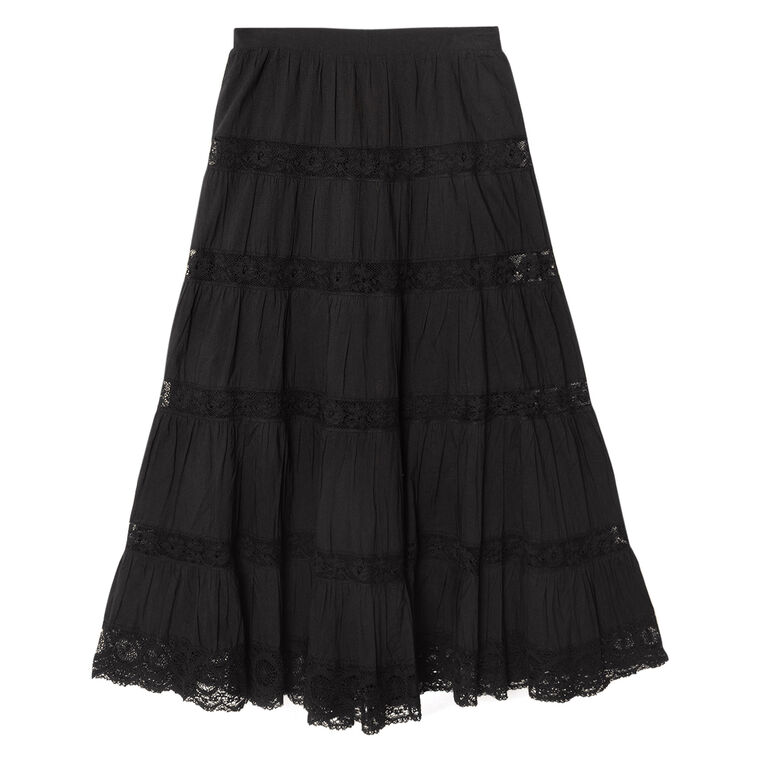 Amore Lace Trim Midi Skirt image number null