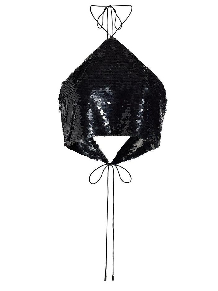 Zira Sequin Halter Crop Top image number null