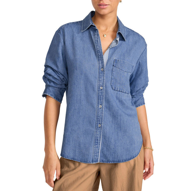 Pia Scrunched Sleeve Denim Shirt image number null