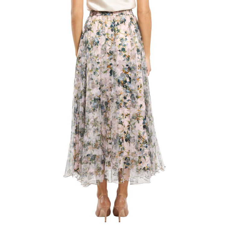 Sofia Trailing Iris Tulle Overlay Midi Skirt image number null
