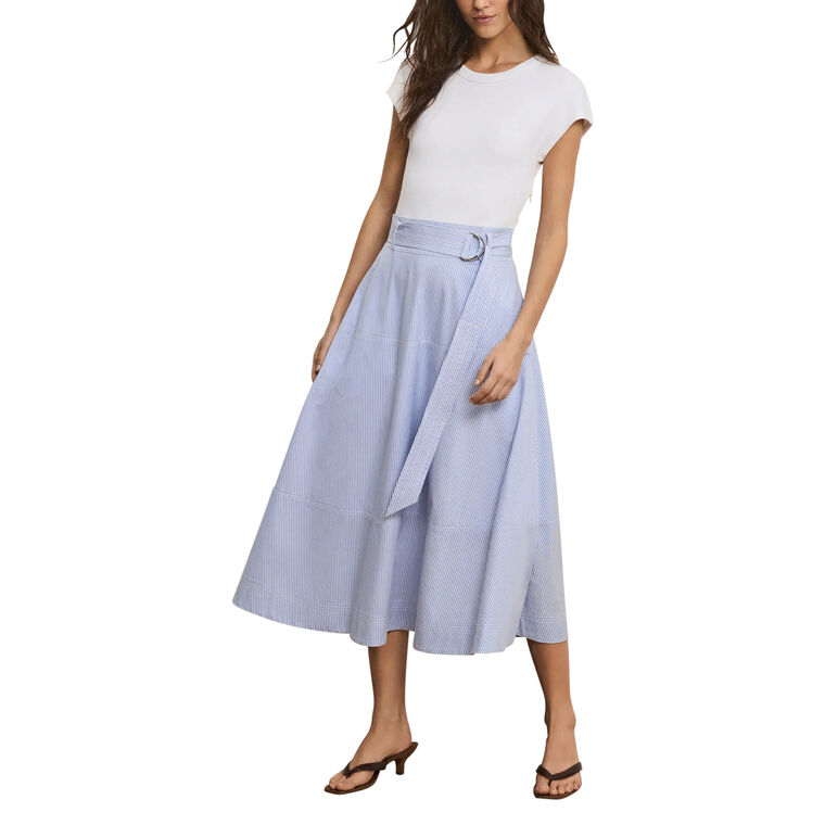 Belmar Short Sleeve Mixed-Media Midi Dress image number null