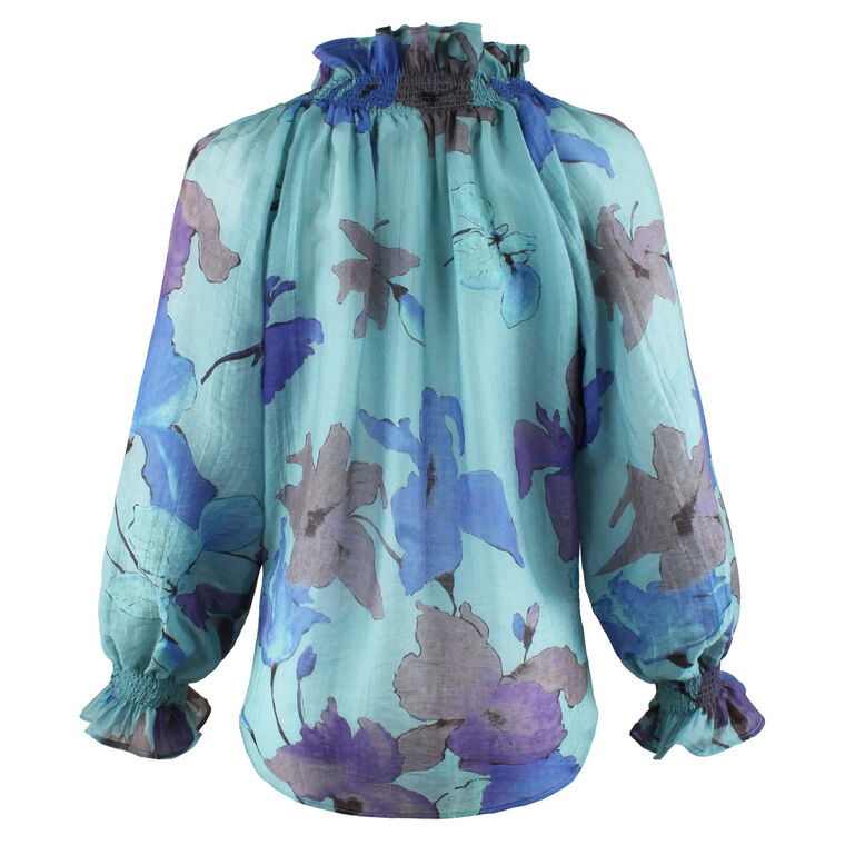 Florence Long Sleeve Popover Top In Dreamy Orchid Print image number null