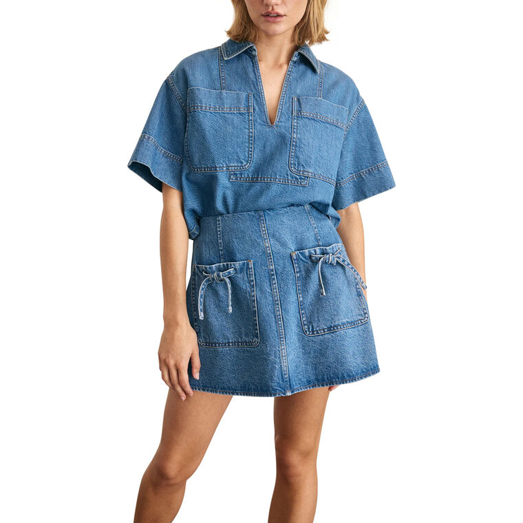 Cory Patch Pocket Denim Mini Skirt image number null