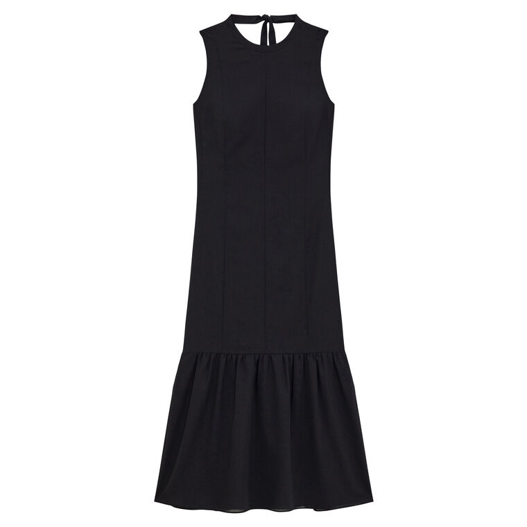 Sleeveless Tie Neck Tiered Midi Dress image number null