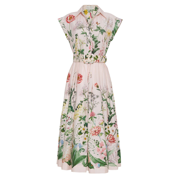 Octavia Cap Sleeve Belted Midi Dress image number null