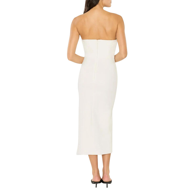 Sariah Strapless Bow Detail Midi Dress With Side Slit image number null
