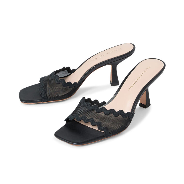 Milena Black Mesh Mid-Heel Mule image number null