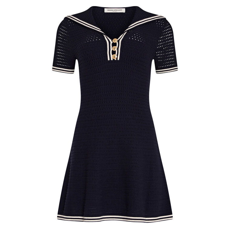 Monique Short Sleeve Sailor Collar Mini Dress image number null