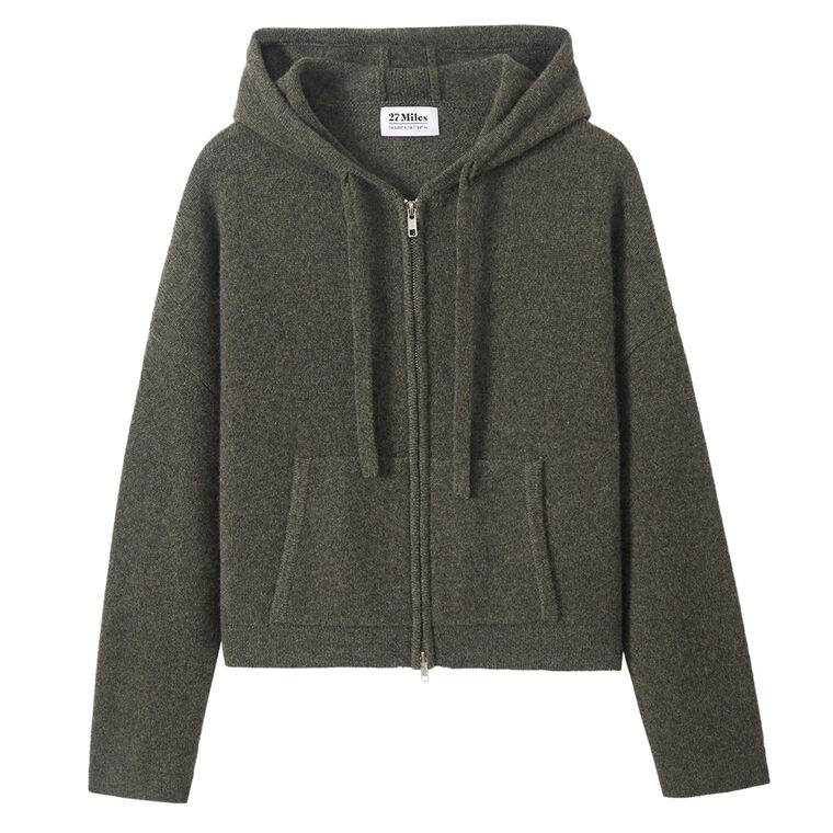 Rowe Cashmere Cropped Zip Hoodie image number null