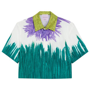 Quero Printed Cotton Cropped Top