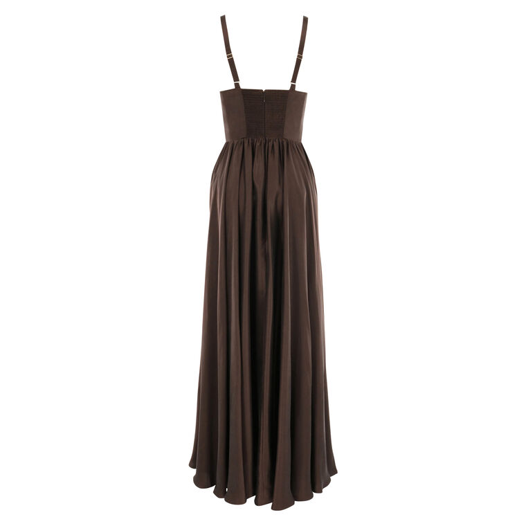 Draped Silk Maxi Dress image number null
