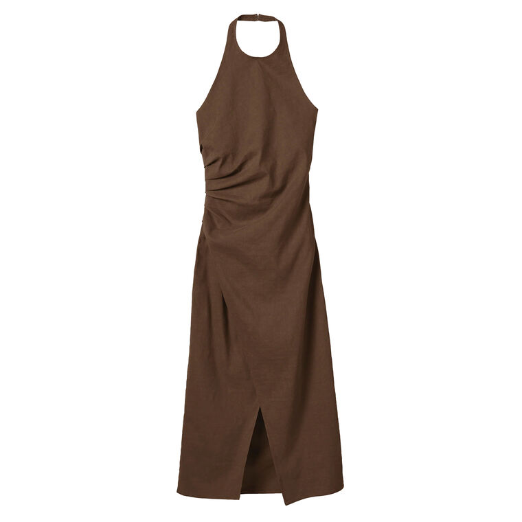 Sylvie Linen Midi Halter Dress image number null