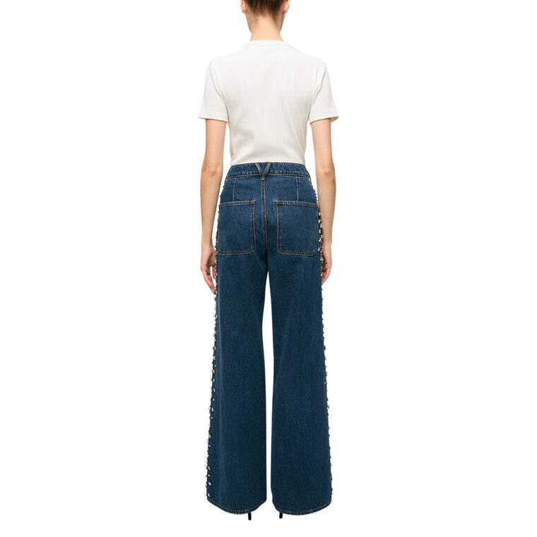 Kasey Gem-Embellished Mid-Rise Wide-Leg Jean image number null
