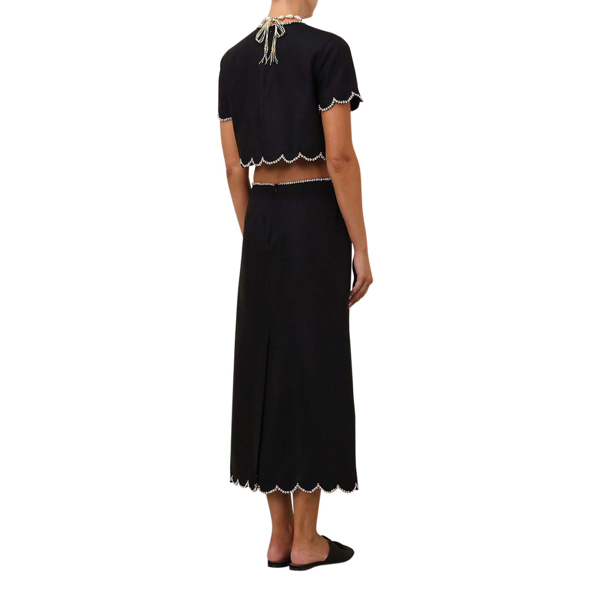 Crush Scalloped Midi Skirt