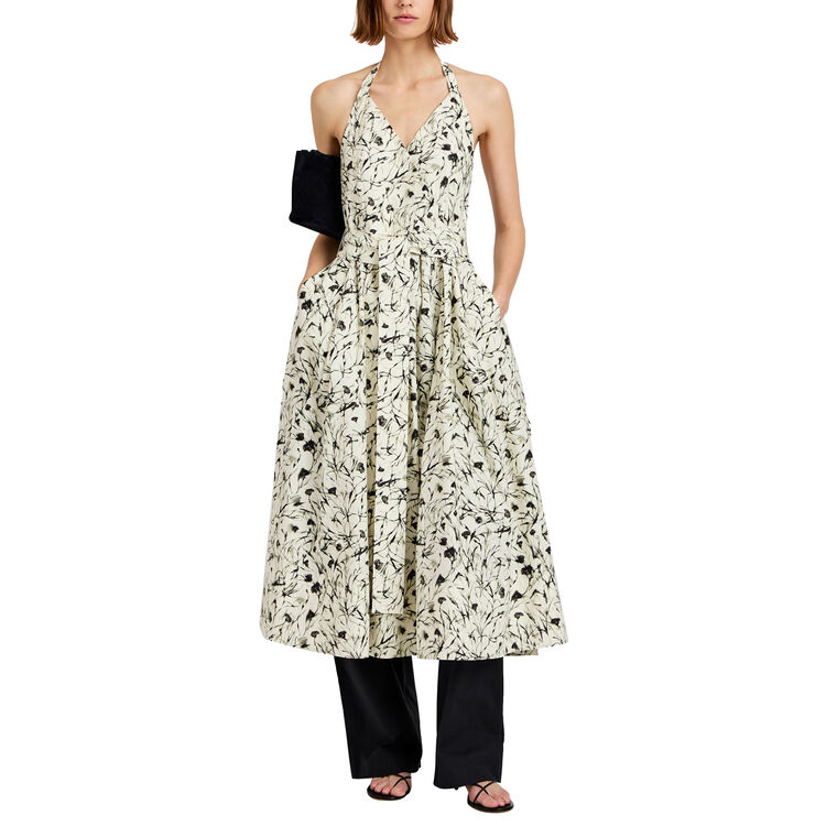 Ellison Halterneck Midi Dress In Printed Poplin image number null