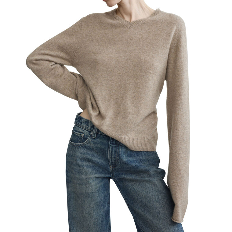 V-Neck Cashmere Knit Sweater image number null