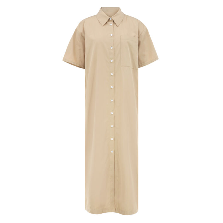 Emerson Short Sleeve Split Back Midi Shirt Dress image number null