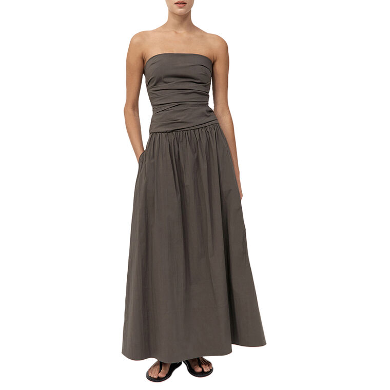Gathered Strapless Tie Back Dress image number null