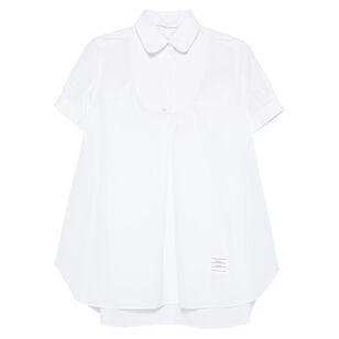 Bib Front Round Collar Button-Up Tunic Shirt