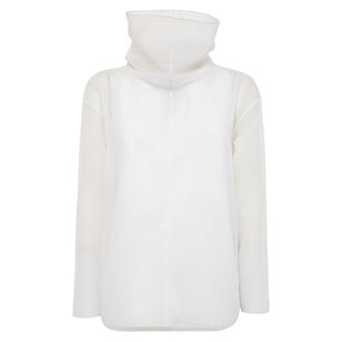 Long Sleeve Nylon Organza High Neck Top
