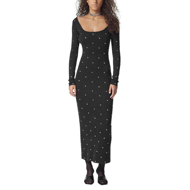 Cielo Stellato Wool Knit Scoop Neck Long Sleeve Dress image number null